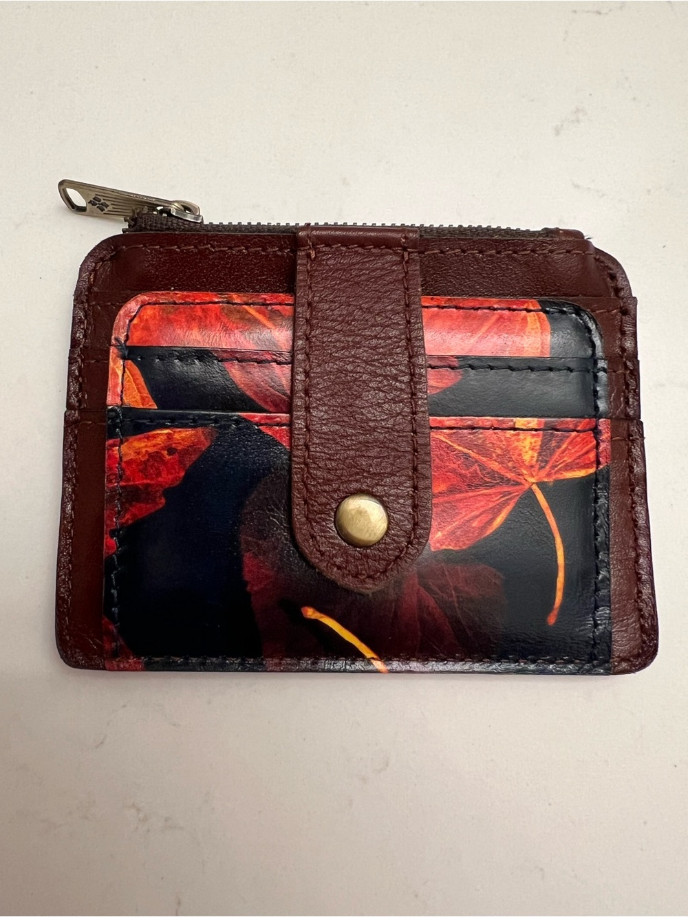 Patricia Nash Women's Brown cassis Floral Card Holder Wallet maple leaves